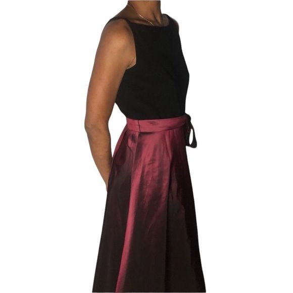 Talbots Dresses & Skirts - NWT TALBOTS Burgundy & Black Formal Mid-Length Sleeveless Dress With Belt